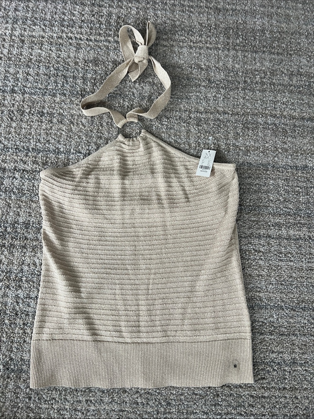 New York & Company Beige Halter Ring Knit Cami